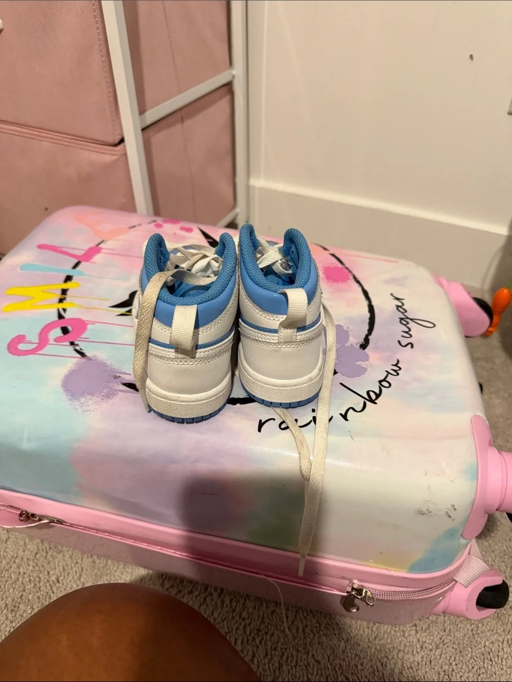 Jordan Kids White and Blue Low-Top Sneakers